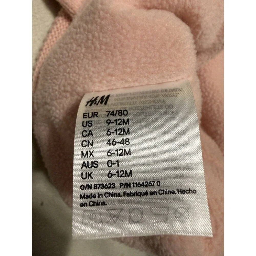 H&M Baby Girls Pink Knit Pom Pom Earflap Hat 9-12 Months